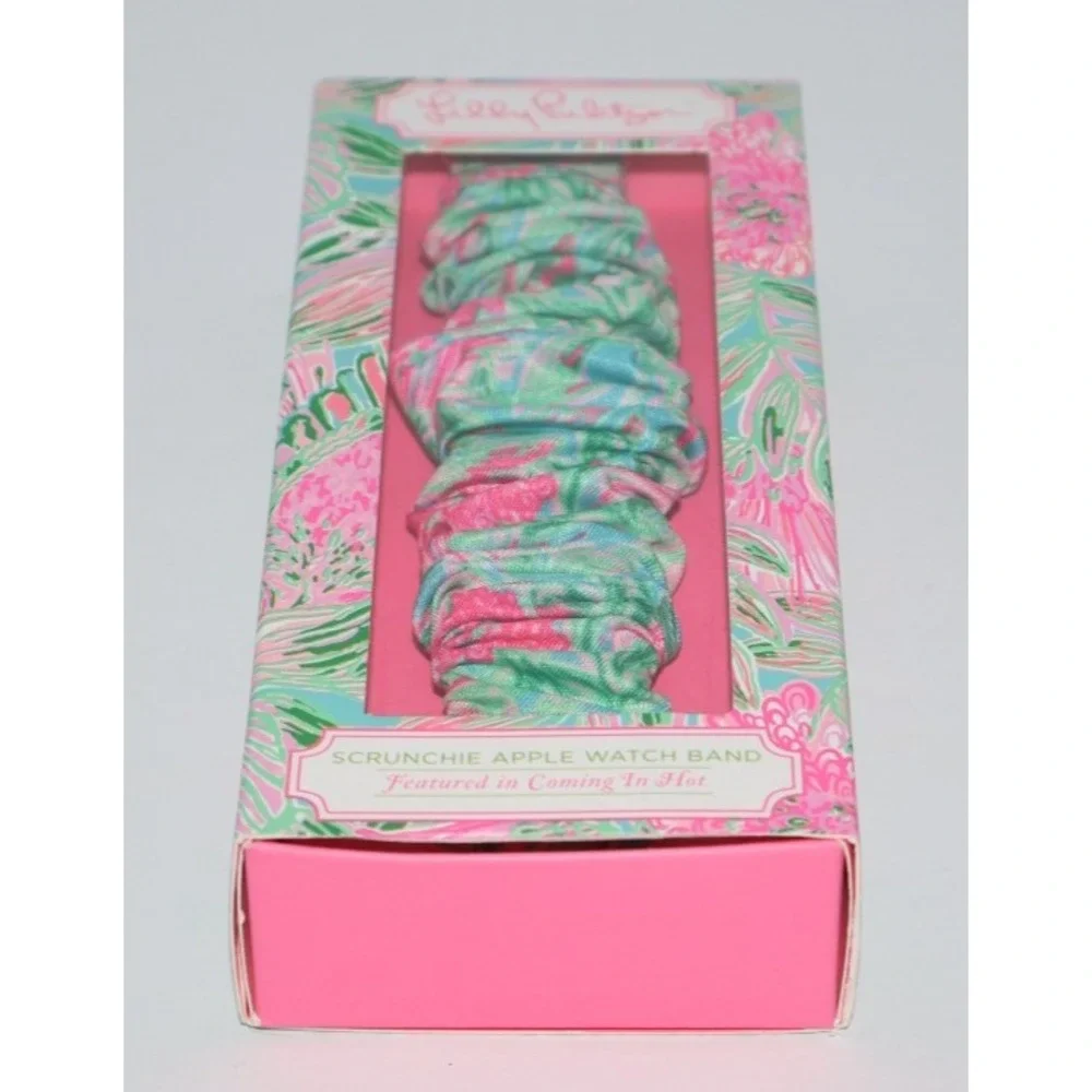 LILLY PULITZER Scrunchie Pink Green Blue Apple Watch Band 38 40 mm NEW